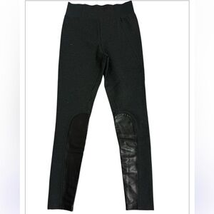 White + Warren Black Leggings riding pants with Leather quiet luxury small